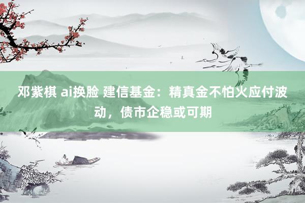 邓紫棋 ai换脸 建信基金：精真金不怕火应付波动，债市企稳或可期