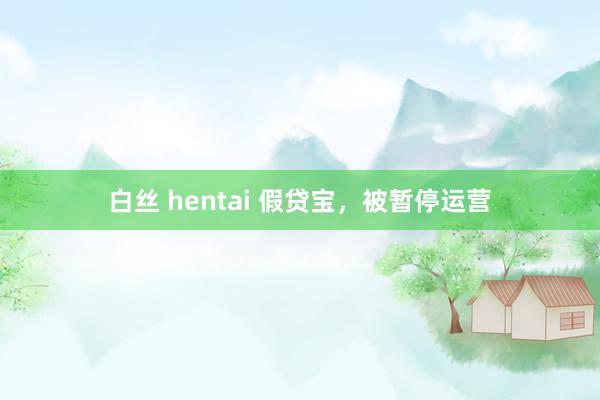 白丝 hentai 假贷宝，被暂停运营