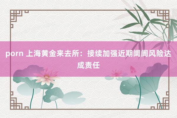 porn 上海黄金来去所：接续加强近期阛阓风险达成责任